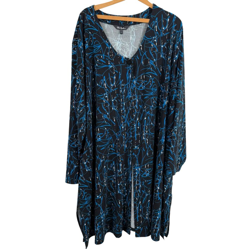 Ulla Popken Women Cardigan Jacket Size 32/34 Jersey Knit Abstract Artsy Teacher